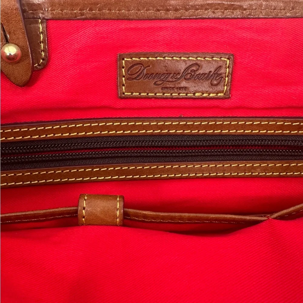 Vintage Dooney & Bourke Wilson Leather Satchel Handbag Purse, Forest Green/Tan - Picture 9 of 10